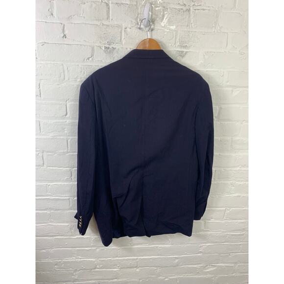 Lands' End Men's 100% Wool Blazer Jacket Long Sleeve Black Size 42R - Picture 2 of 5